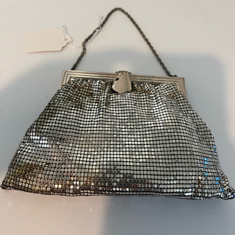 Antique Vintage Silver Mesh Whiting Davis Purse Evening Hand Bag